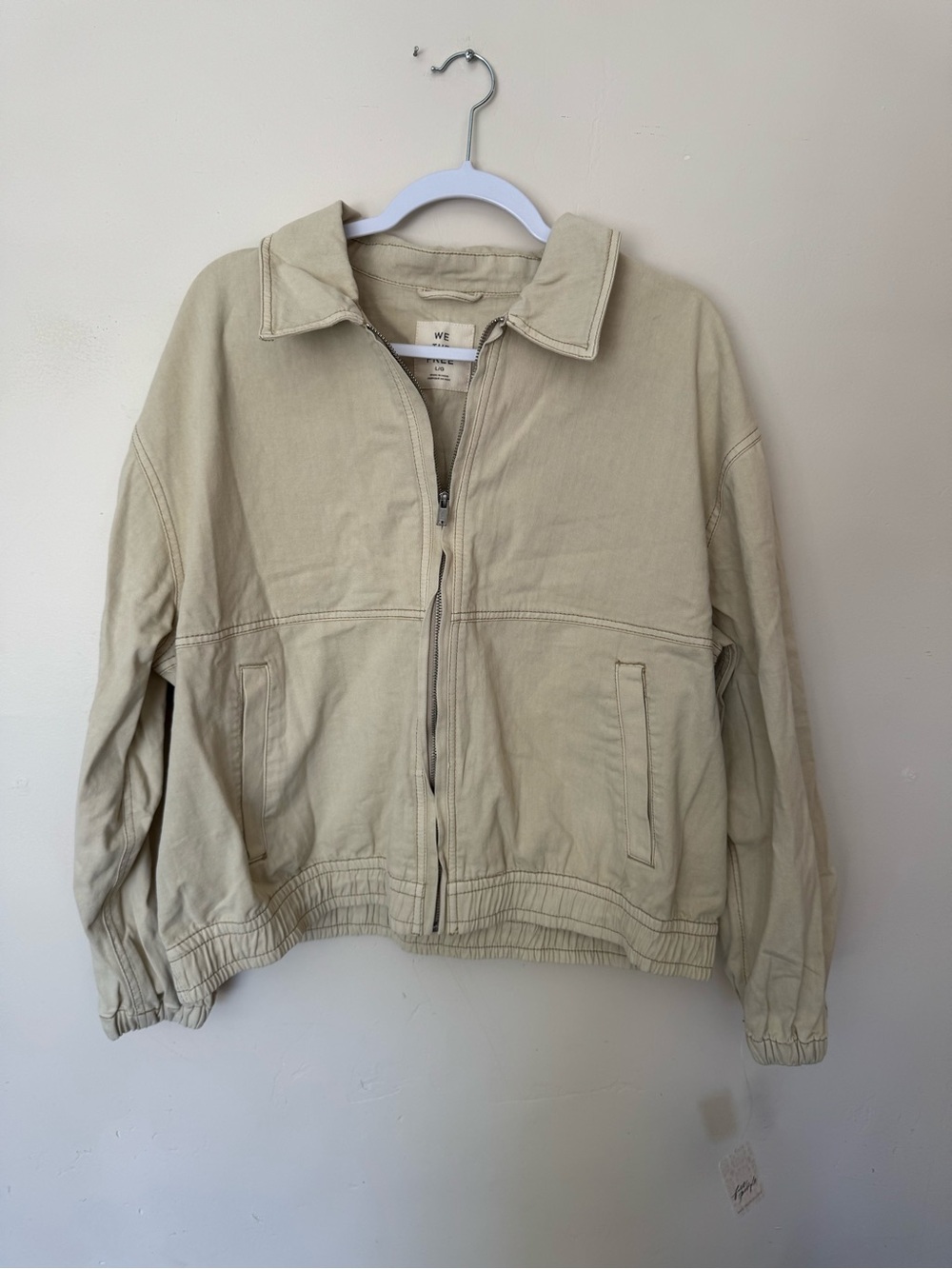 NWT We The Free by Free People Beige Birdie Track Jacket in Puff Pastry